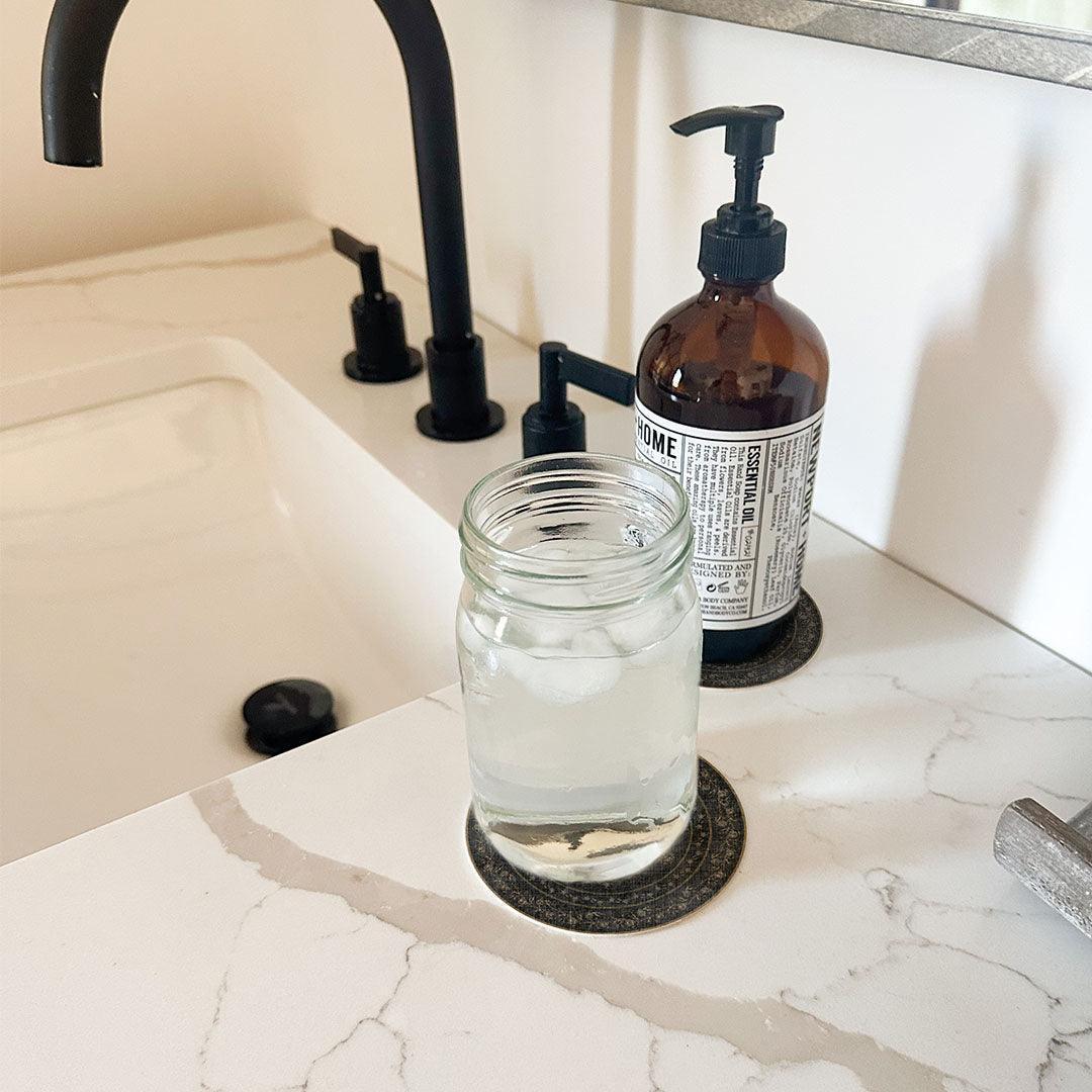 Audrey Coaster (Set of 8) | Black - Premium Vinyl Mat - Carolina Creekhouse Easy to Clean Premium Vinyl Mats