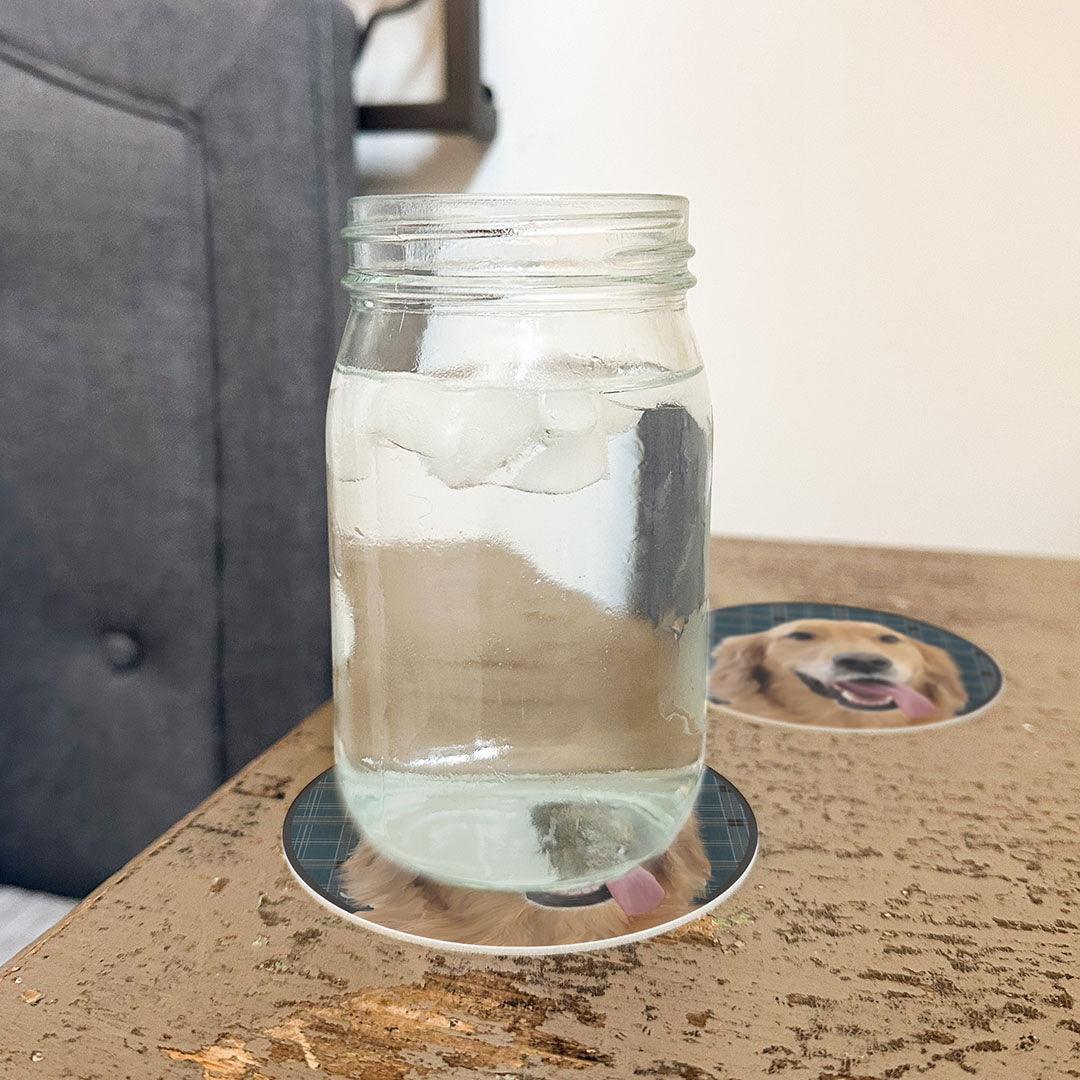 Custom Two (2) Pet Portrait Coaster (Set of 8) & PetFlat Bundle - Carolina Creekhouse Easy to Clean Premium Vinyl Mats