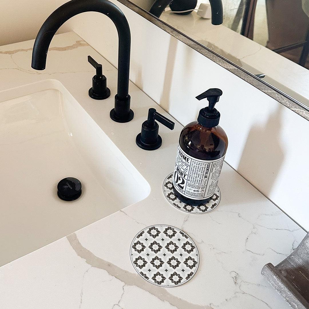 Sarah Coaster (Set of 8) | Black - Premium Vinyl Mat - Carolina Creekhouse Easy to Clean Premium Vinyl Mats