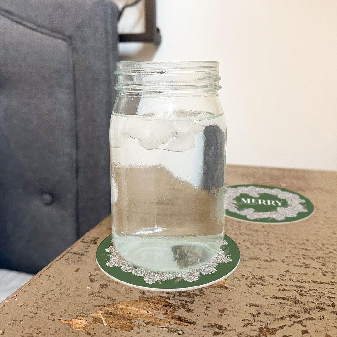 Wreath Coaster (Set of 8) - Premium Vinyl Mat - Carolina Creekhouse Easy to Clean Premium Vinyl Mats