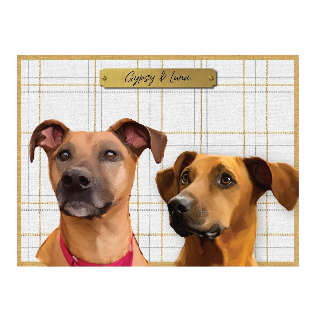 Custom Two (2) Pet Portrait PetFlat - Premium Vinyl Mat - Carolina Creekhouse Easy to Clean Premium Vinyl Mats