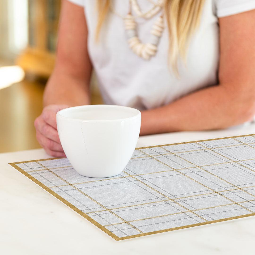Joy Placemat | Cream - Premium Vinyl Mat - Carolina Creekhouse Easy to Clean Premium Vinyl Mats