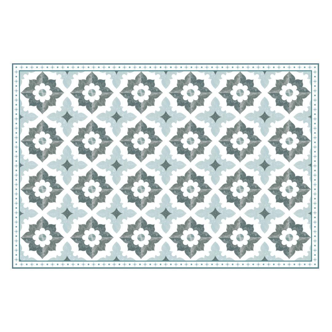 Sarah Blue 2.5x6.5 FloorFlat- *Final Sale* NOT PERFECT - Carolina Creekhouse Easy to Clean Premium Vinyl Mats