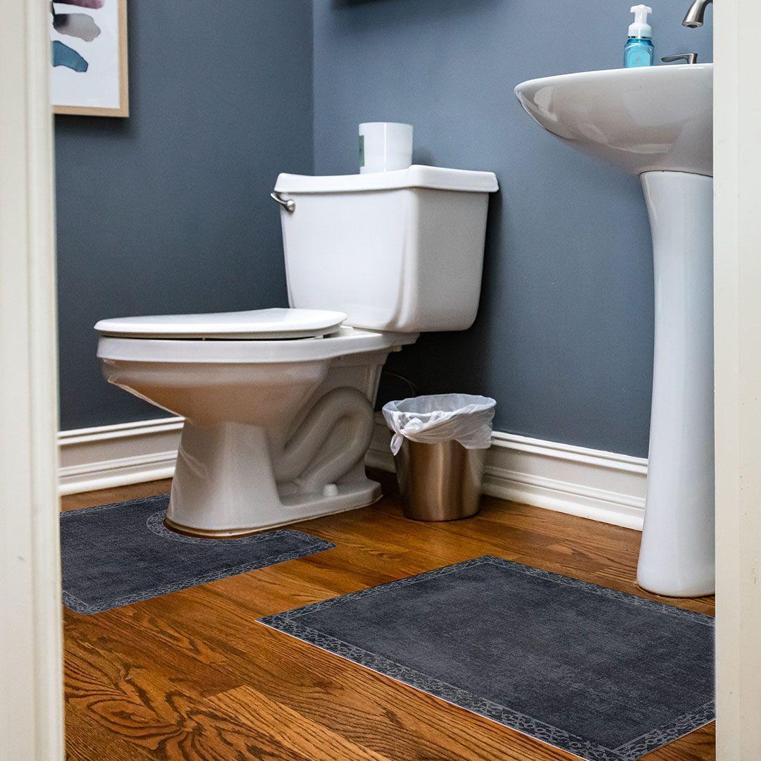 Evelyn ToiletFlat | Charcoal - Carolina Creekhouse Easy to Clean Premium Vinyl Mats
