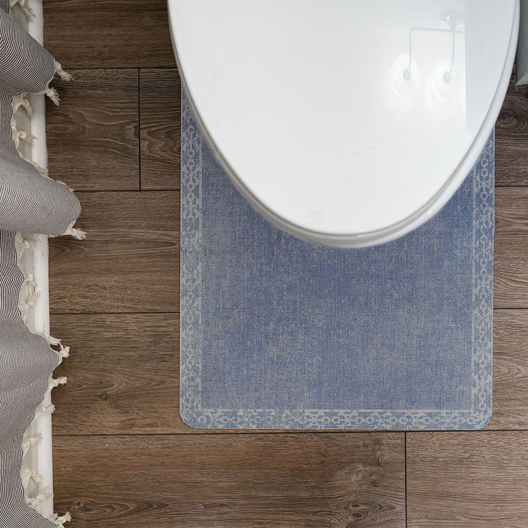 Evelyn ToiletFlat | Blue - Carolina Creekhouse Easy to Clean Premium Vinyl Mats