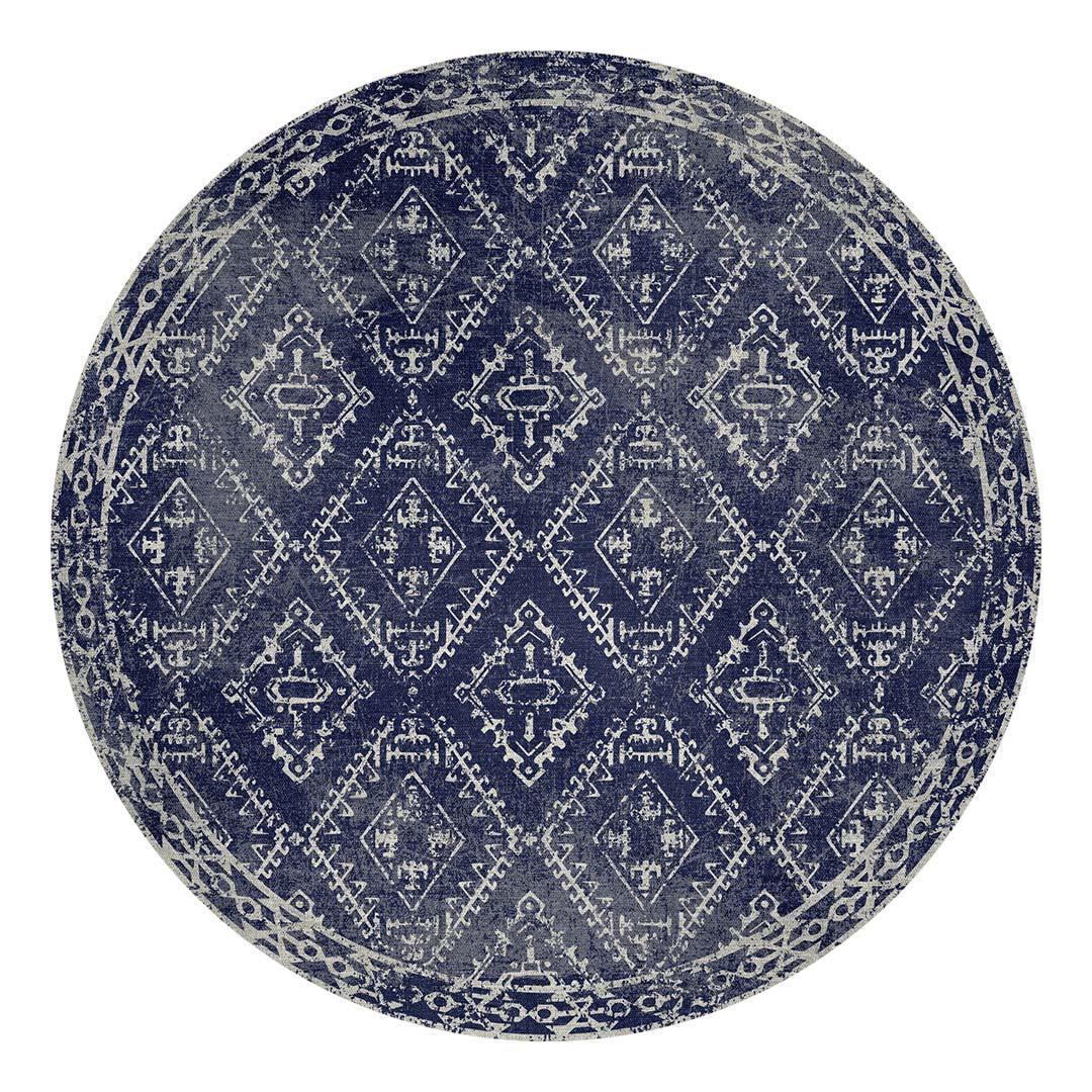 McCall Navy 15" Round Placemat Set of 4 *Final Sale* PERFECT - Carolina Creekhouse Easy to Clean Premium Vinyl Mats