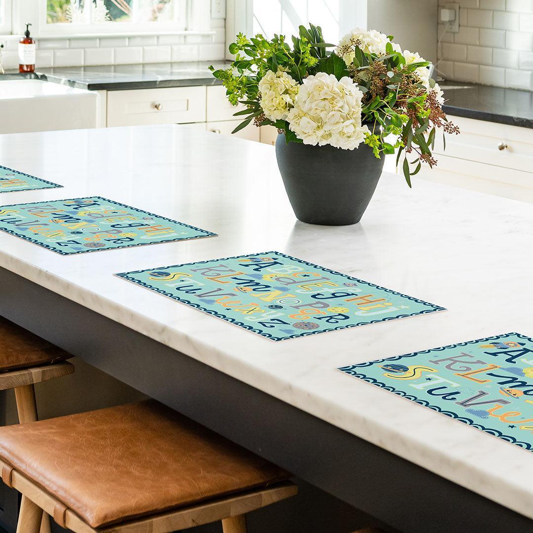 Alphabet Placemat | Blue - Carolina Creekhouse Easy to Clean Premium Vinyl Mats