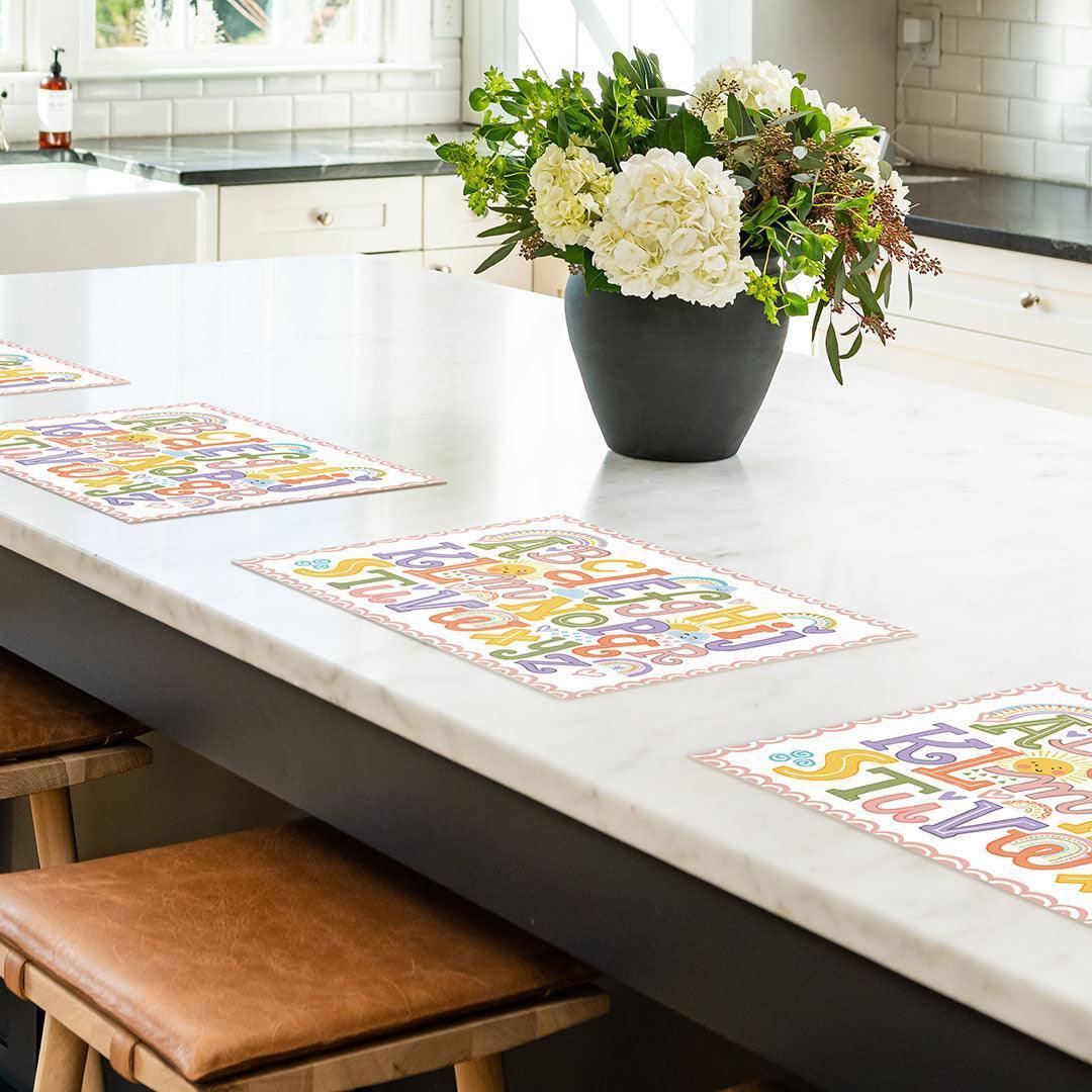 Alphabet Placemat | Pink - Carolina Creekhouse Easy to Clean Premium Vinyl Mats