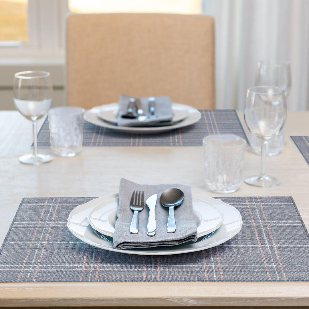 Abby Placemat | Pink & Grey - Carolina Creekhouse Easy to Clean Premium Vinyl Mats