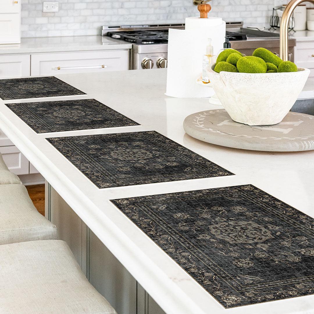 Audrey Placemat | Black - Premium Vinyl Mat - Carolina Creekhouse Easy to Clean Premium Vinyl Mats