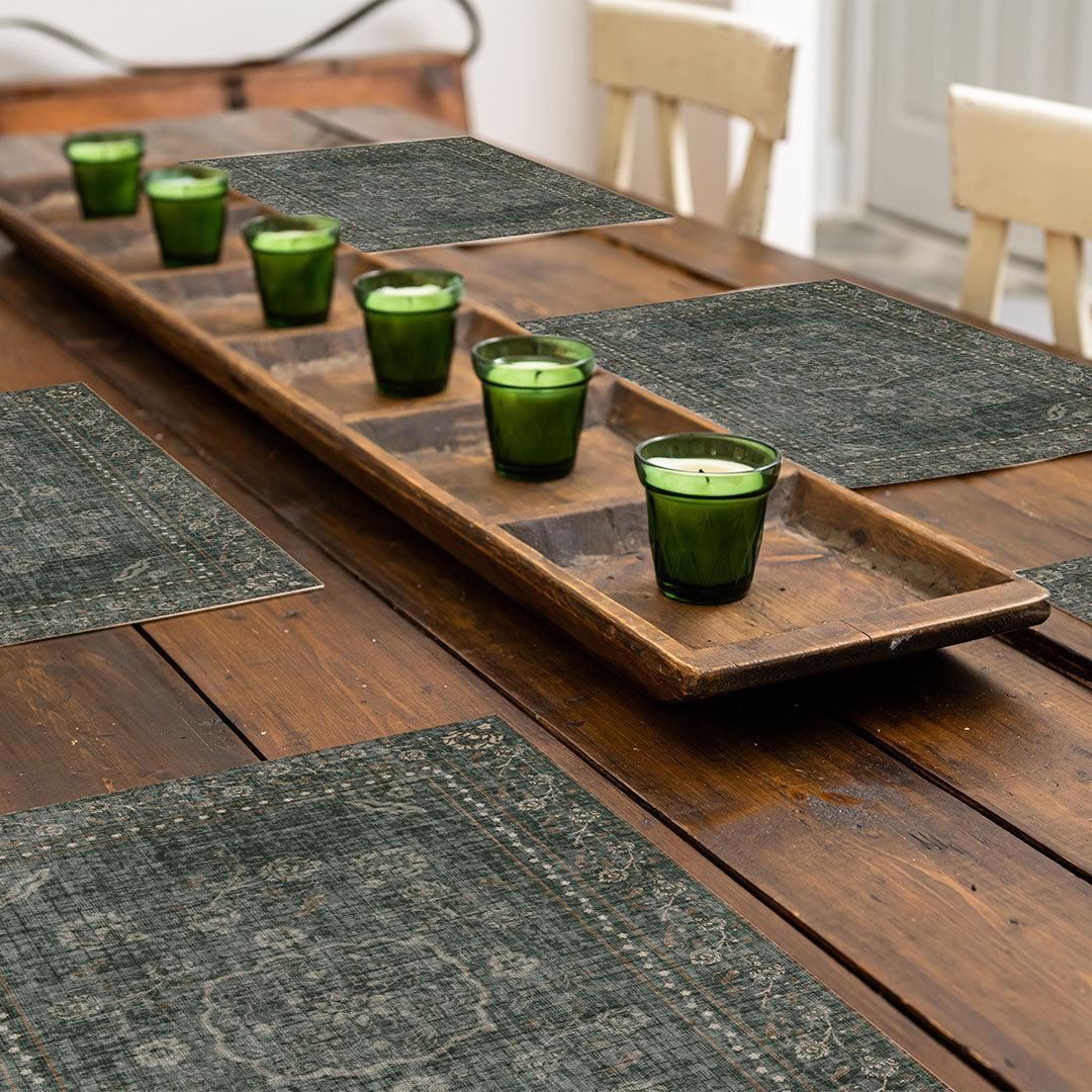 Audrey Placemat | Green - Premium Vinyl Mat - Carolina Creekhouse Easy to Clean Premium Vinyl Mats
