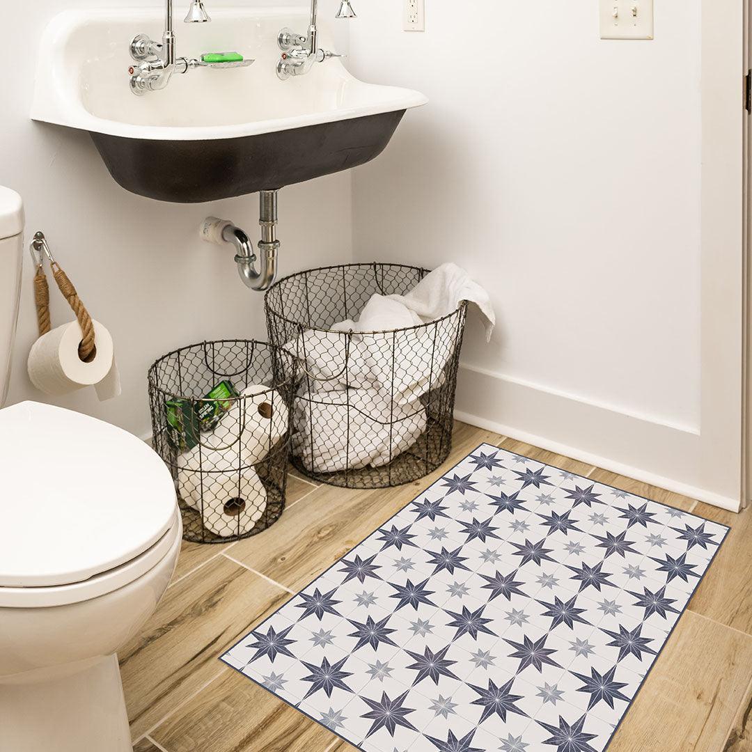 Aurora FloorFlat | Navy Star - Premium Vinyl Mat - Carolina Creekhouse Easy to Clean Premium Vinyl Mats