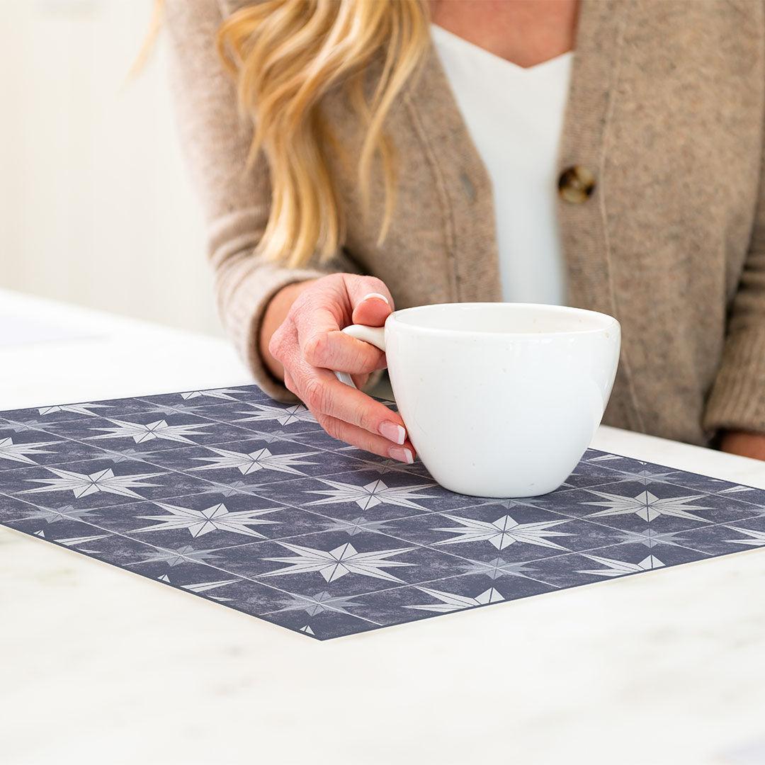 Aurora Placemat | White Star - Carolina Creekhouse Easy to Clean Premium Vinyl Mats
