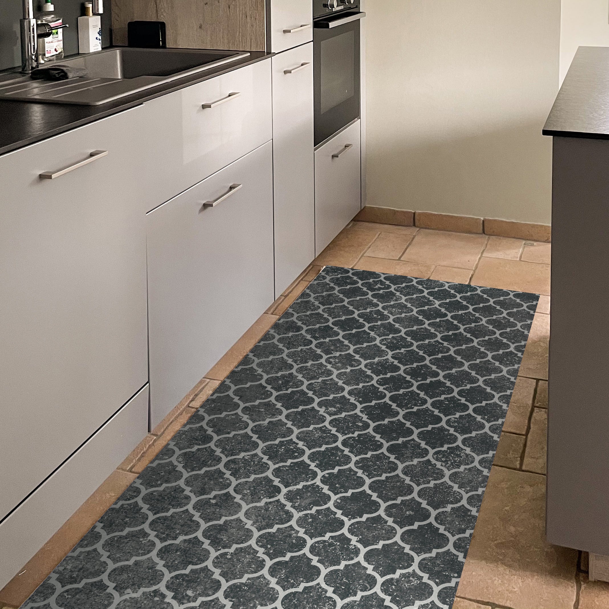 Ava FloorFlat | Charcoal - Premium Vinyl Floor Mat - Carolina Creekhouse Easy to Clean Premium Vinyl Mats
