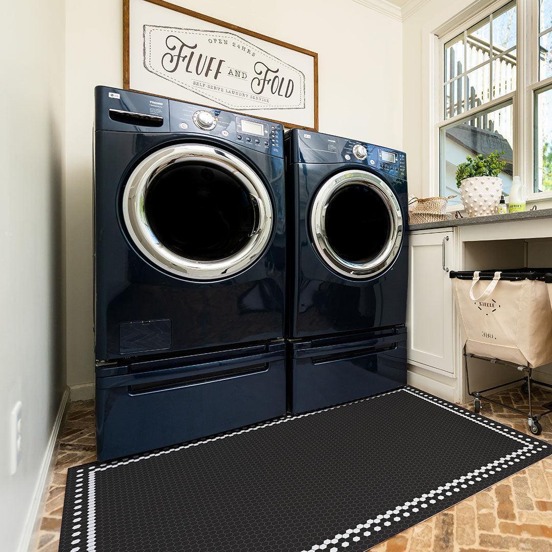 Brooks FloorFlat | Solid Black - Premium Vinyl Mat - Carolina Creekhouse Easy to Clean Premium Vinyl Mats