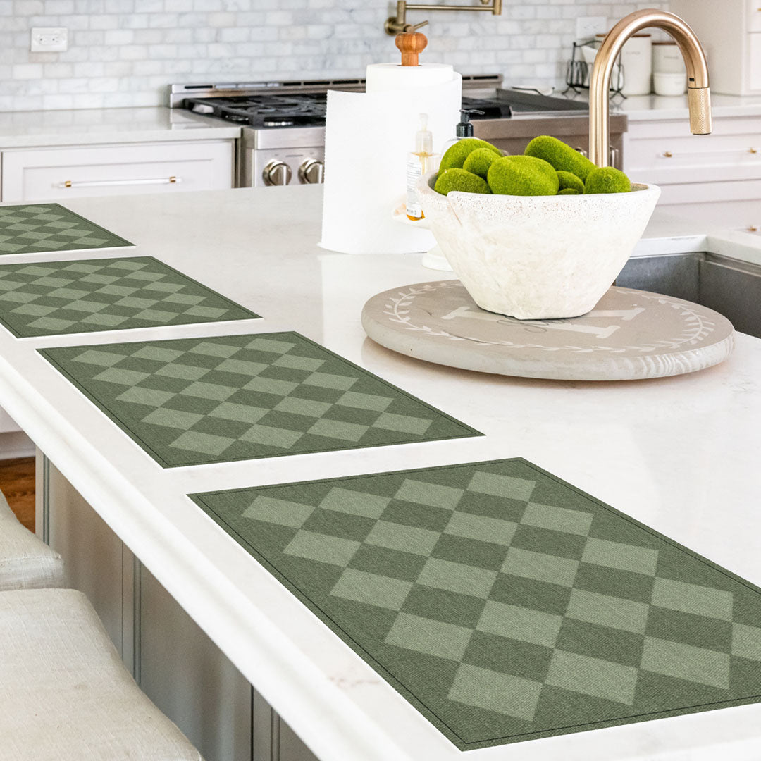 3acrehomestead Charlie Placemat | Dark Green - Carolina Creekhouse Easy to Clean Premium Vinyl Mats