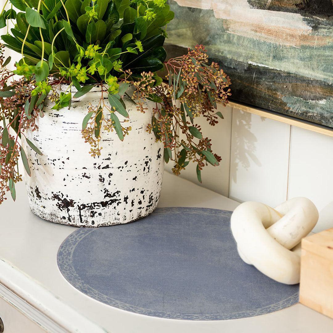 Evelyn Placemat | Blue - Carolina Creekhouse Easy to Clean Premium Vinyl Mats