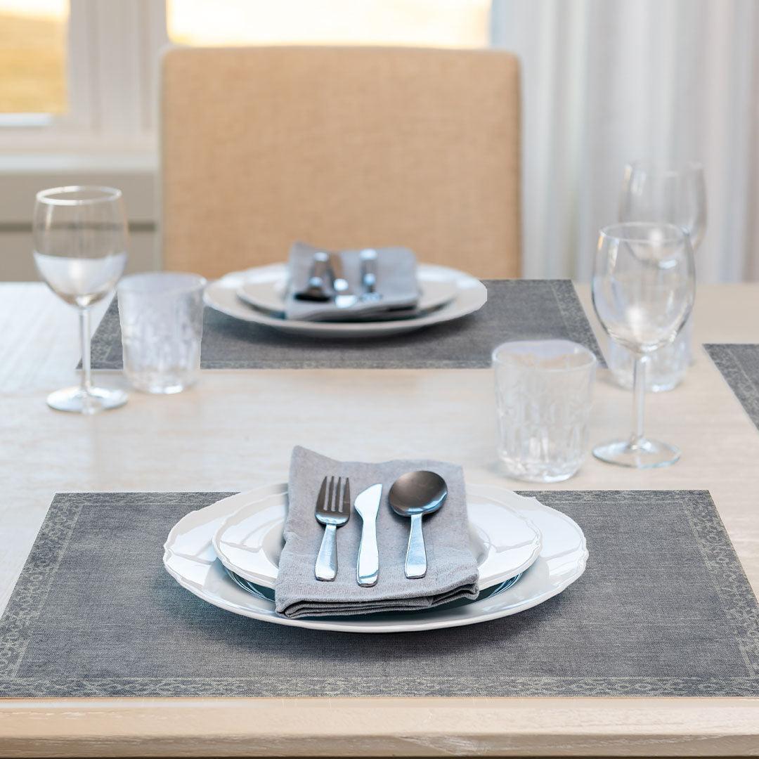 Evelyn Placemat | Grey - Carolina Creekhouse Easy to Clean Premium Vinyl Mats