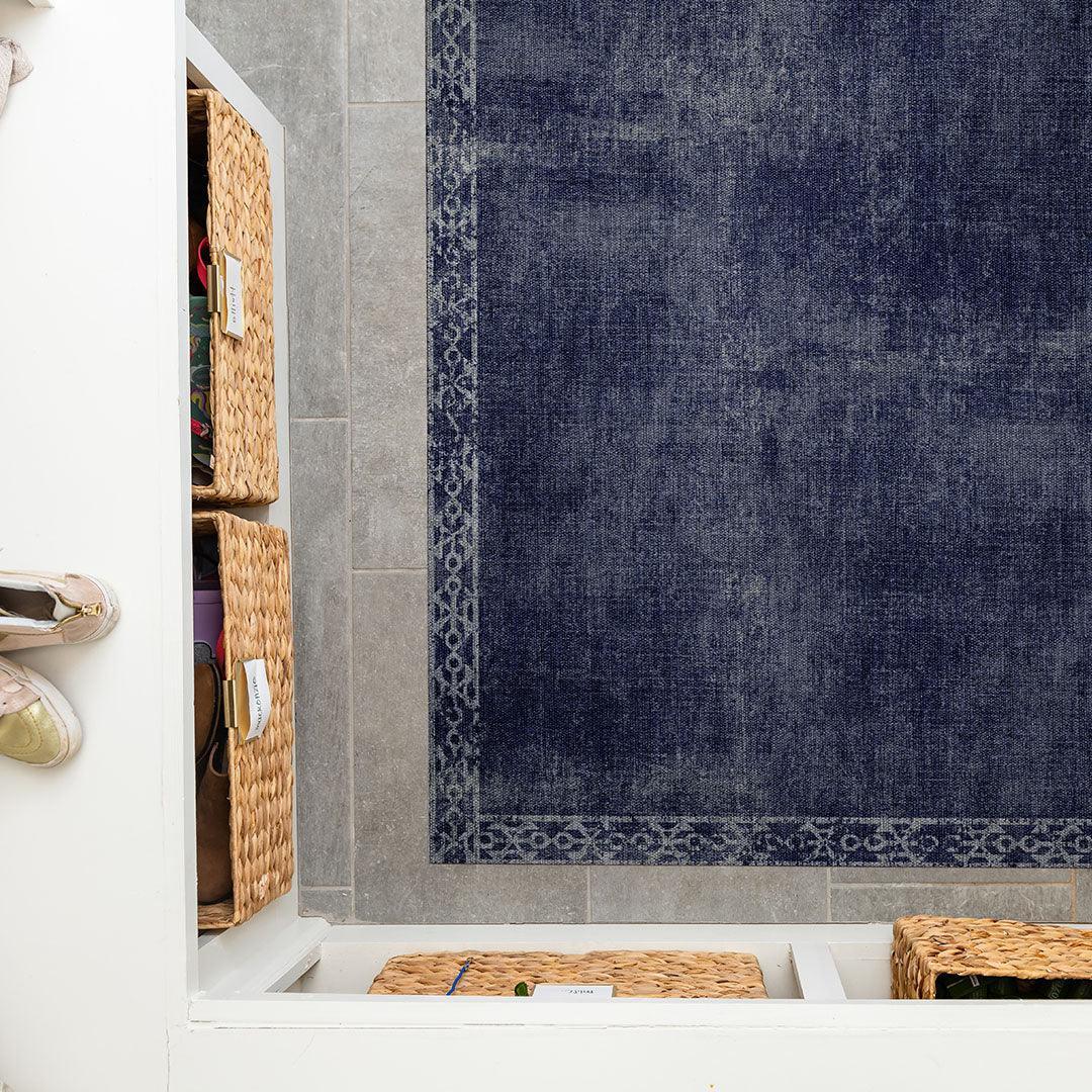 Evelyn FloorFlat | Navy - Premium Vinyl Mat - Carolina Creekhouse Easy to Clean Premium Vinyl Mats