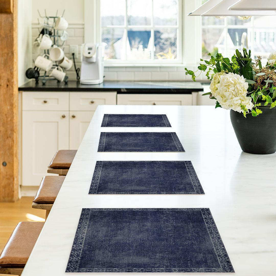 Evelyn Placemat | Navy - Carolina Creekhouse Easy to Clean Premium Vinyl Mats