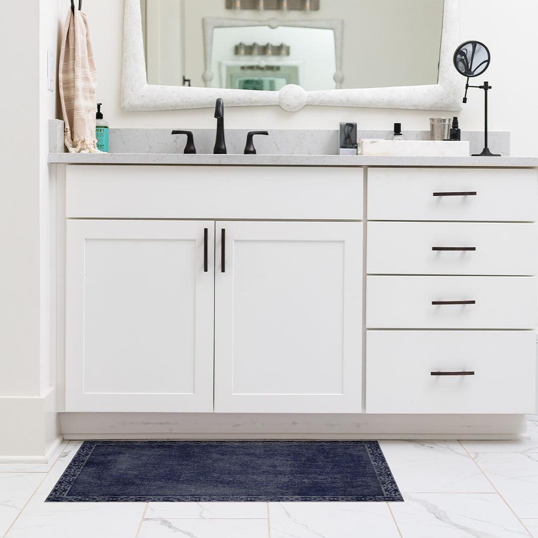 Evelyn FloorFlat | Navy - Premium Vinyl Mat - Carolina Creekhouse Easy to Clean Premium Vinyl Mats
