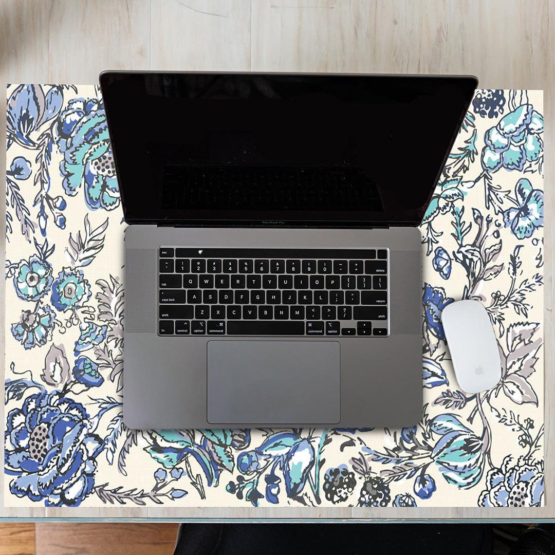 Holly Desk Pad OfficeFlat | Blue - Premium Vinyl Mat - Carolina Creekhouse Easy to Clean Premium Vinyl Mats