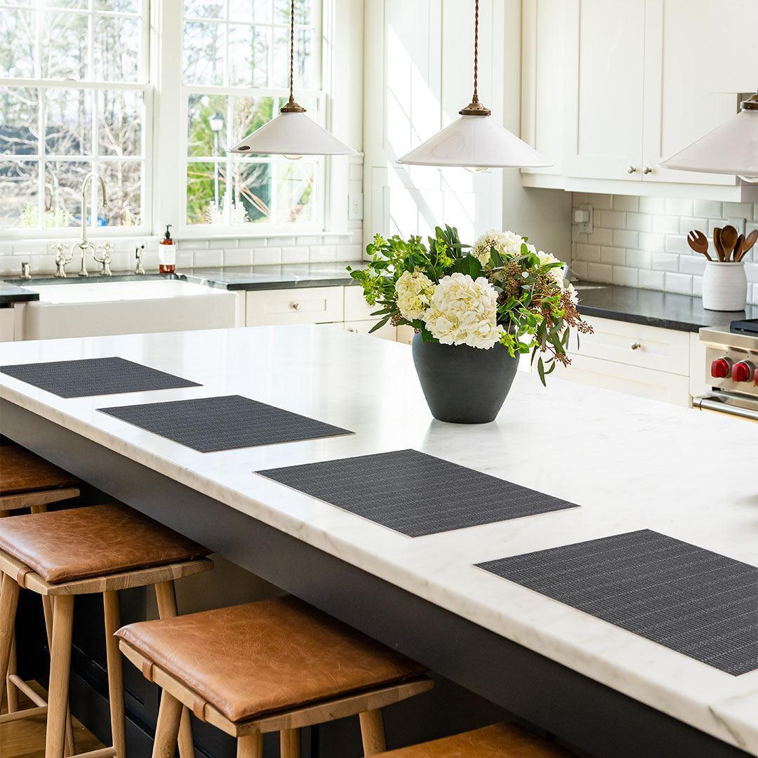Jessica Placemat | Charcoal - Premium Vinyl Mat - Carolina Creekhouse Easy to Clean Premium Vinyl Mats