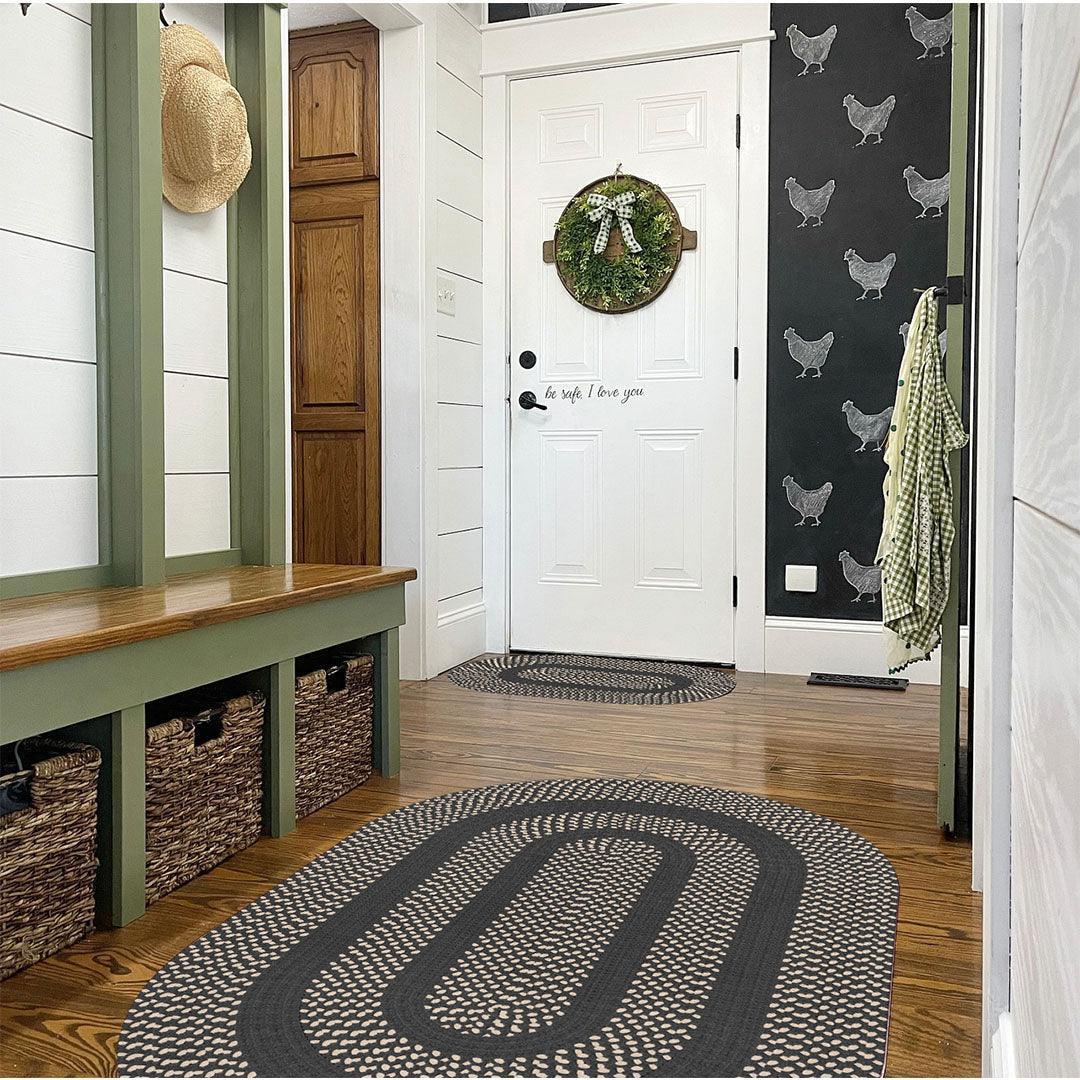 3acrehomestead Linda FloorFlat | Black - Premium Vinyl Floor Mat - Carolina Creekhouse Easy to Clean Premium Vinyl Mats