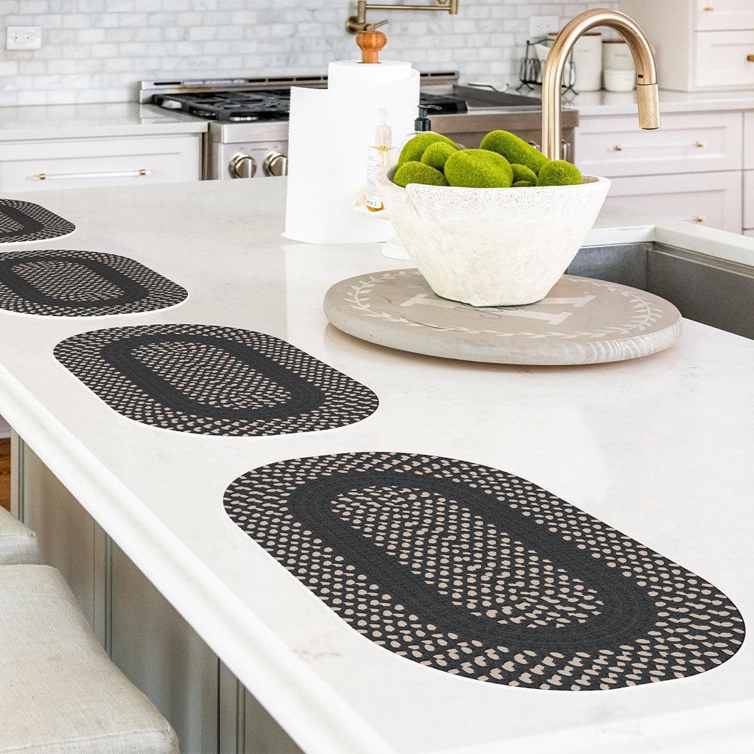 3acrehomestead Linda Placemat | Black - Carolina Creekhouse Easy to Clean Premium Vinyl Mats