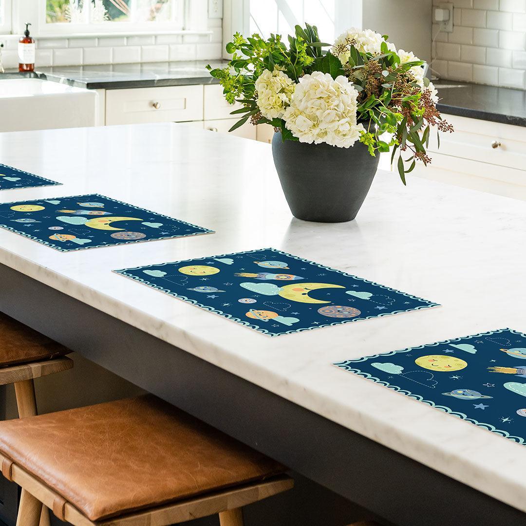 Moon Placemat | Blue - Carolina Creekhouse Easy to Clean Premium Vinyl Mats