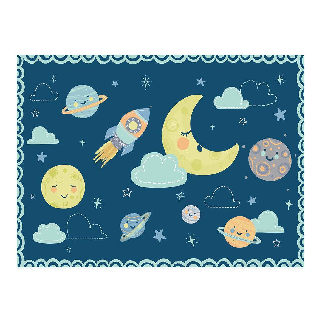Moon Placemat | Blue - Carolina Creekhouse Easy to Clean Premium Vinyl Mats