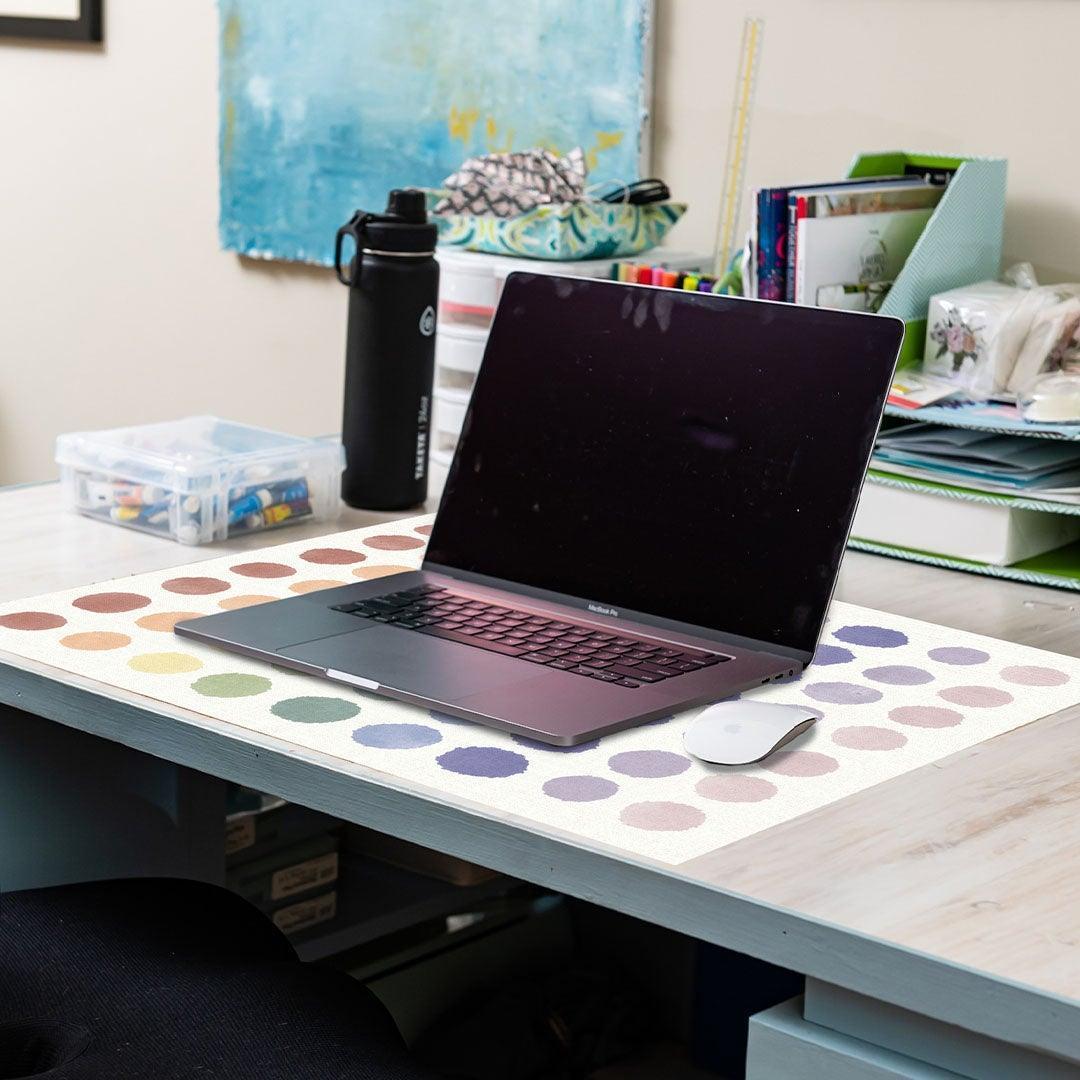 Love Polka Dot Desk Pad OfficeFlat - Premium Vinyl Mat - Carolina Creekhouse Easy to Clean Premium Vinyl Mats