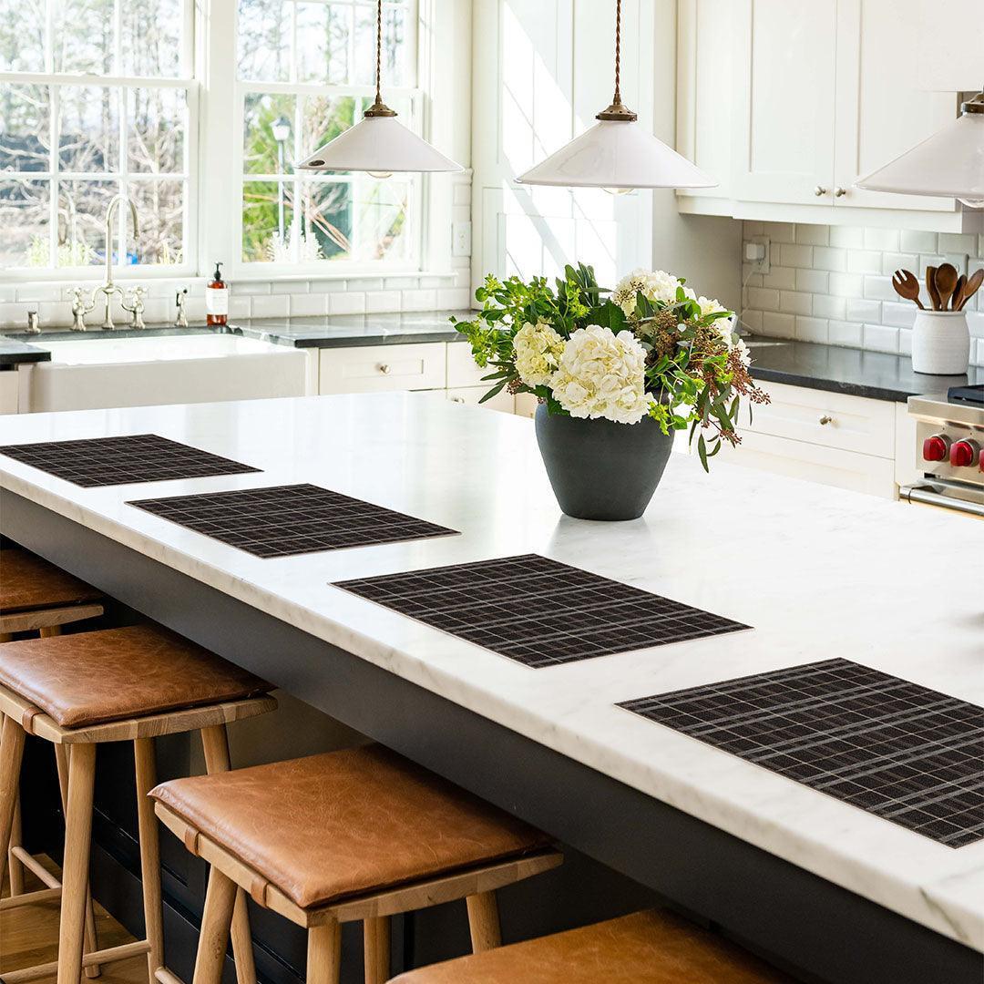 Paula Placemat | Black - Premium Vinyl Mat - Carolina Creekhouse Easy to Clean Premium Vinyl Mats