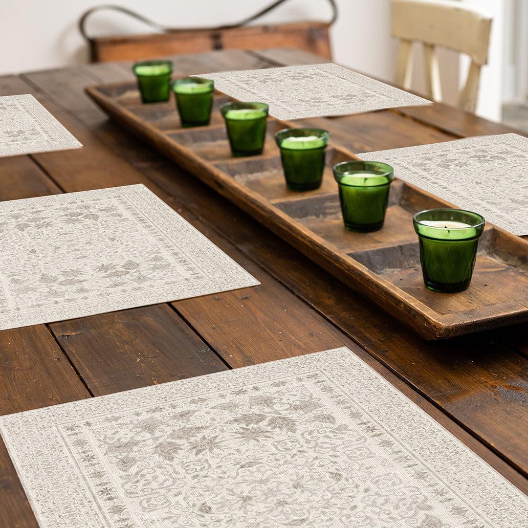 Victoria Placemat | Cream - Premium Vinyl Mat - Carolina Creekhouse Easy to Clean Premium Vinyl Mats