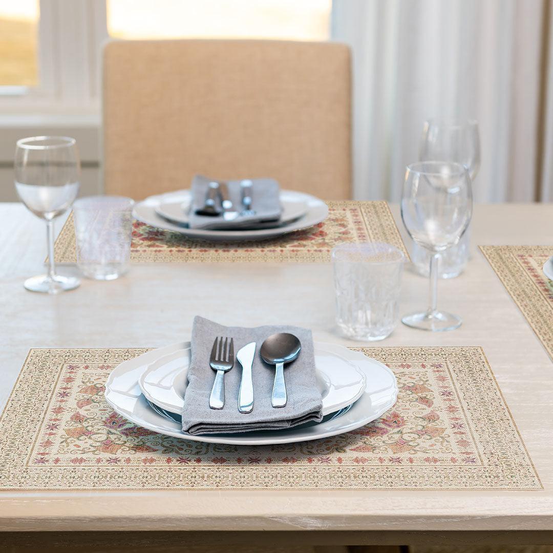 Victoria Placemat Gold Premium Vinyl Mat I Premium Vinyl Placemats