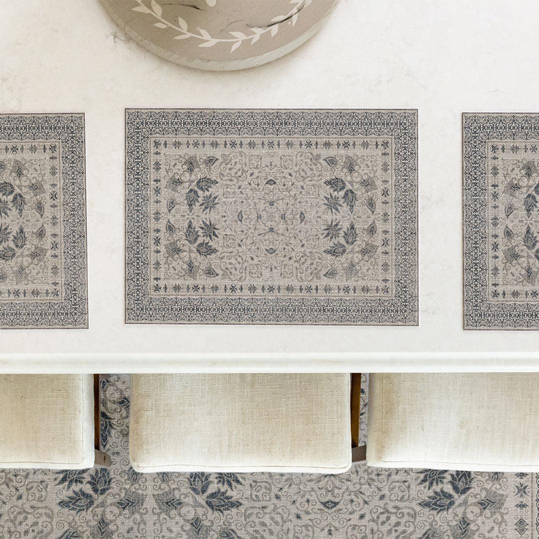 Victoria Placemat | French Grey - Premium Vinyl Mat - Carolina Creekhouse Easy to Clean Premium Vinyl Mats