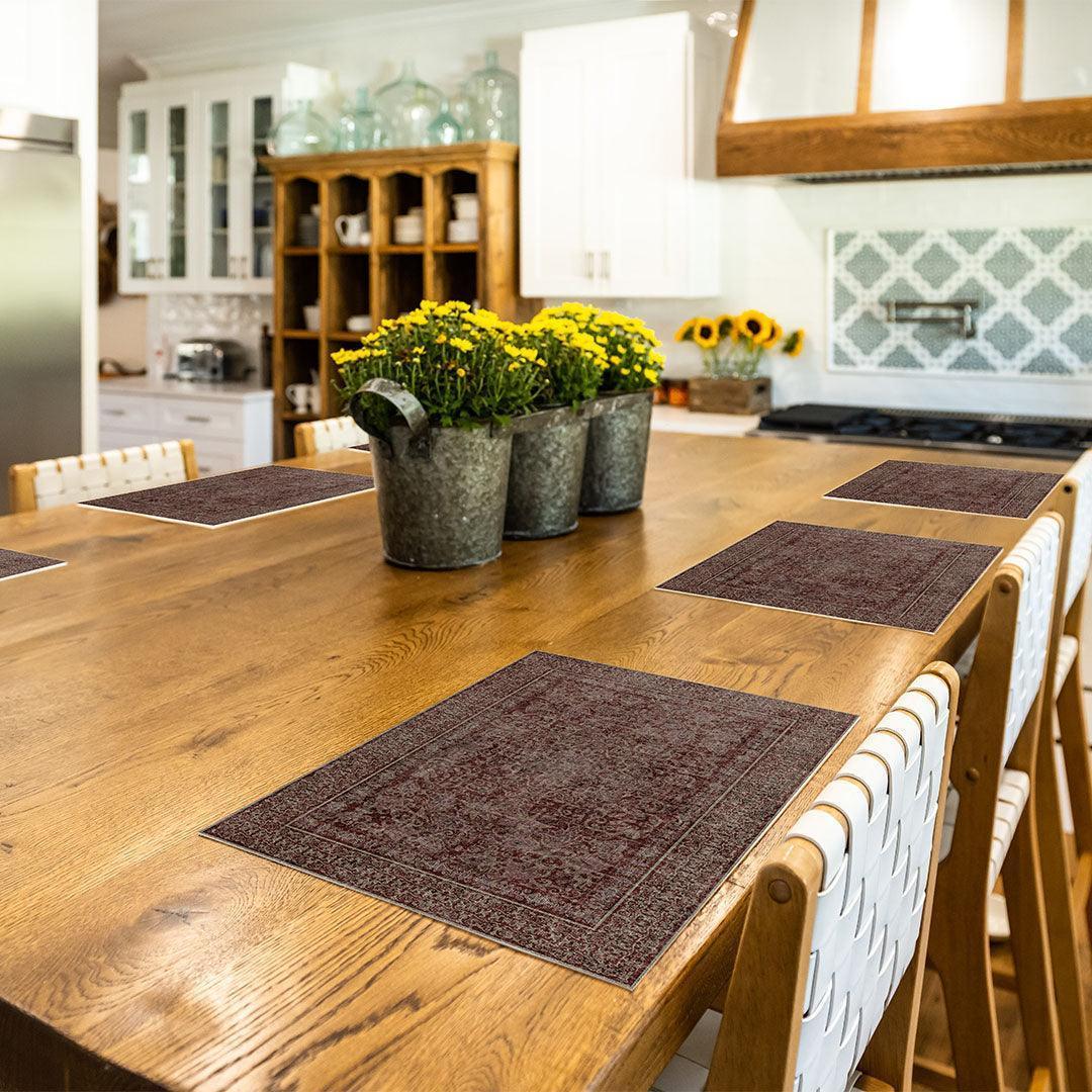 Victoria Placemat | Wine - Premium Vinyl Mat - Carolina Creekhouse Easy to Clean Premium Vinyl Mats