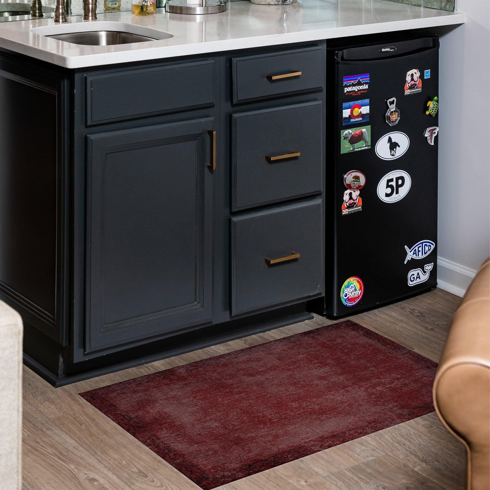 Evelyn FloorFlat | Red - Premium Vinyl Floor Mat - Carolina Creekhouse Easy to Clean Premium Vinyl Mats