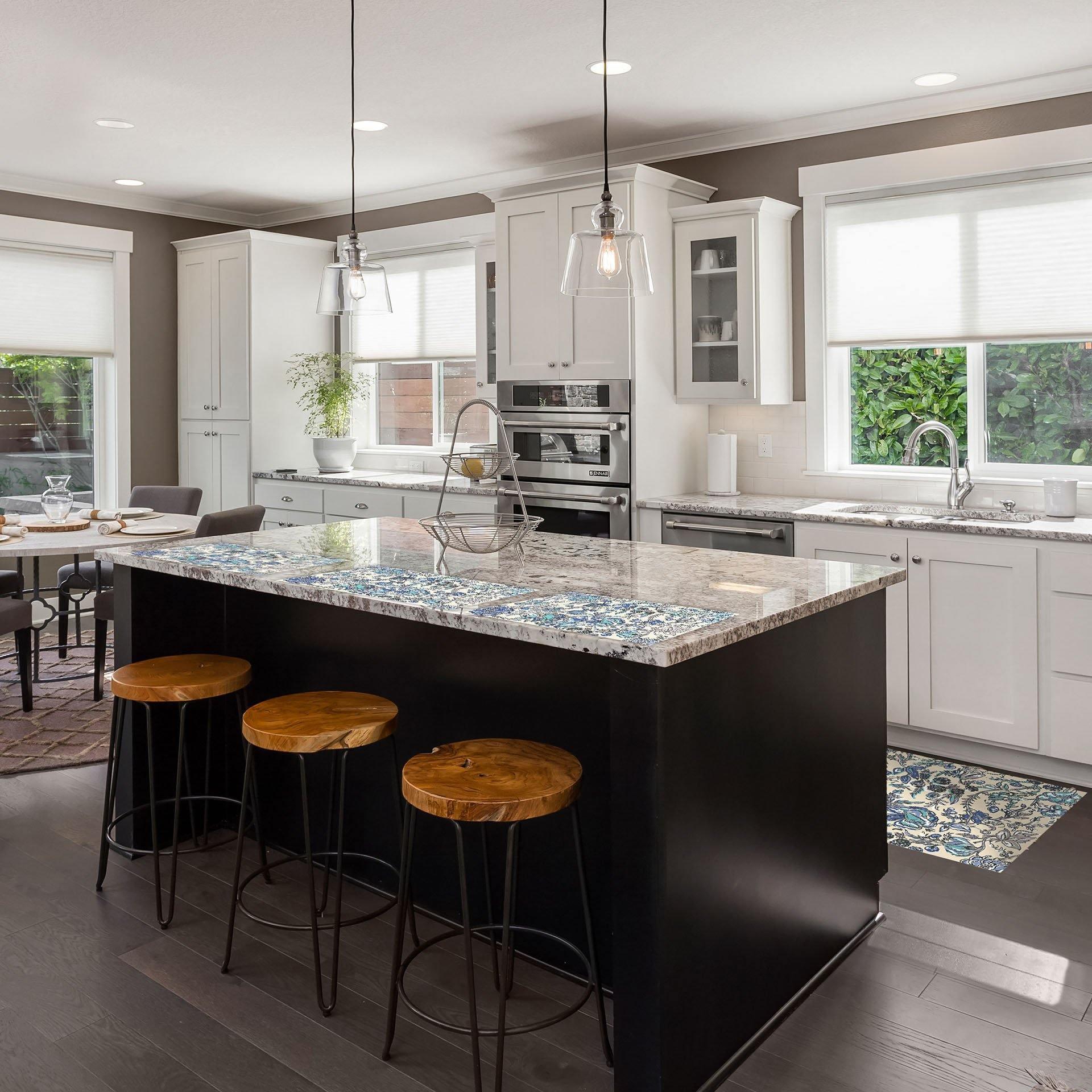 Holly Placemat | Blue - Premium Vinyl Mat - Carolina Creekhouse Easy to Clean Premium Vinyl Mats