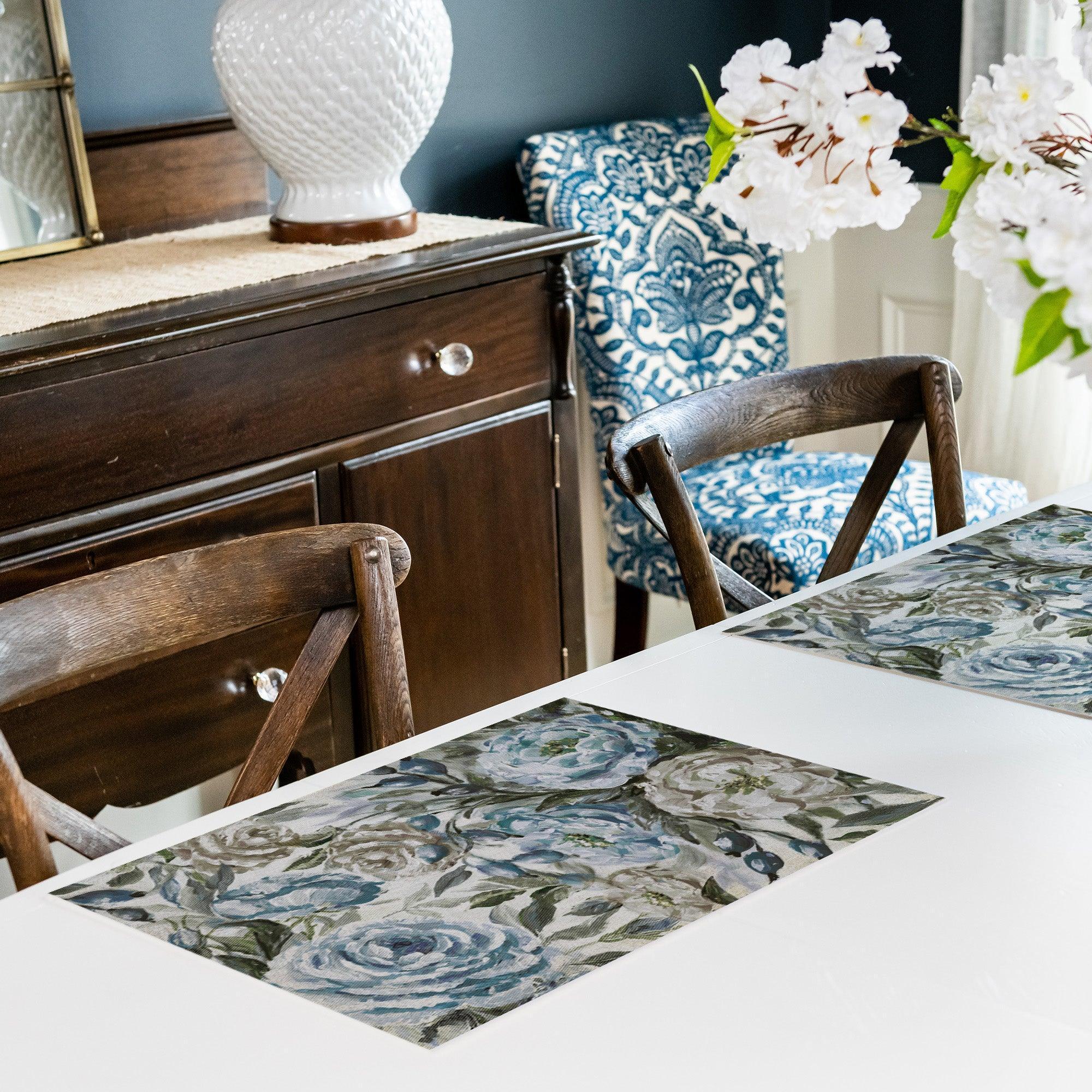 Scarlett Placemat | Blue - Carolina Creekhouse Easy to Clean Premium Vinyl Mats