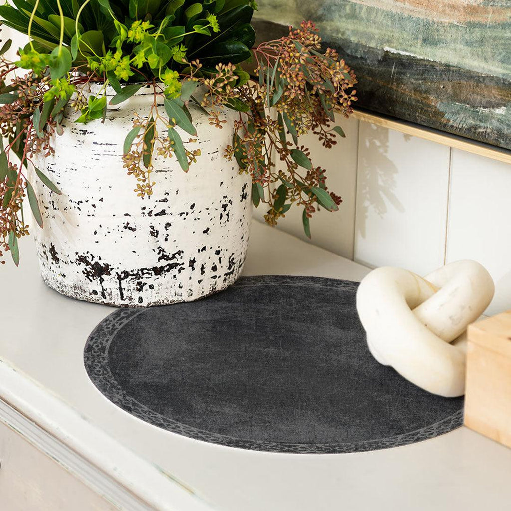 Evelyn Placemat | Charcoal - Carolina Creekhouse Easy to Clean Premium Vinyl Mats 