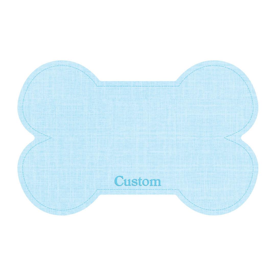 Custom Linen Bone PetFlat | Blue - Premium Vinyl Mat - Carolina Creekhouse Easy to Clean Premium Vinyl Mats