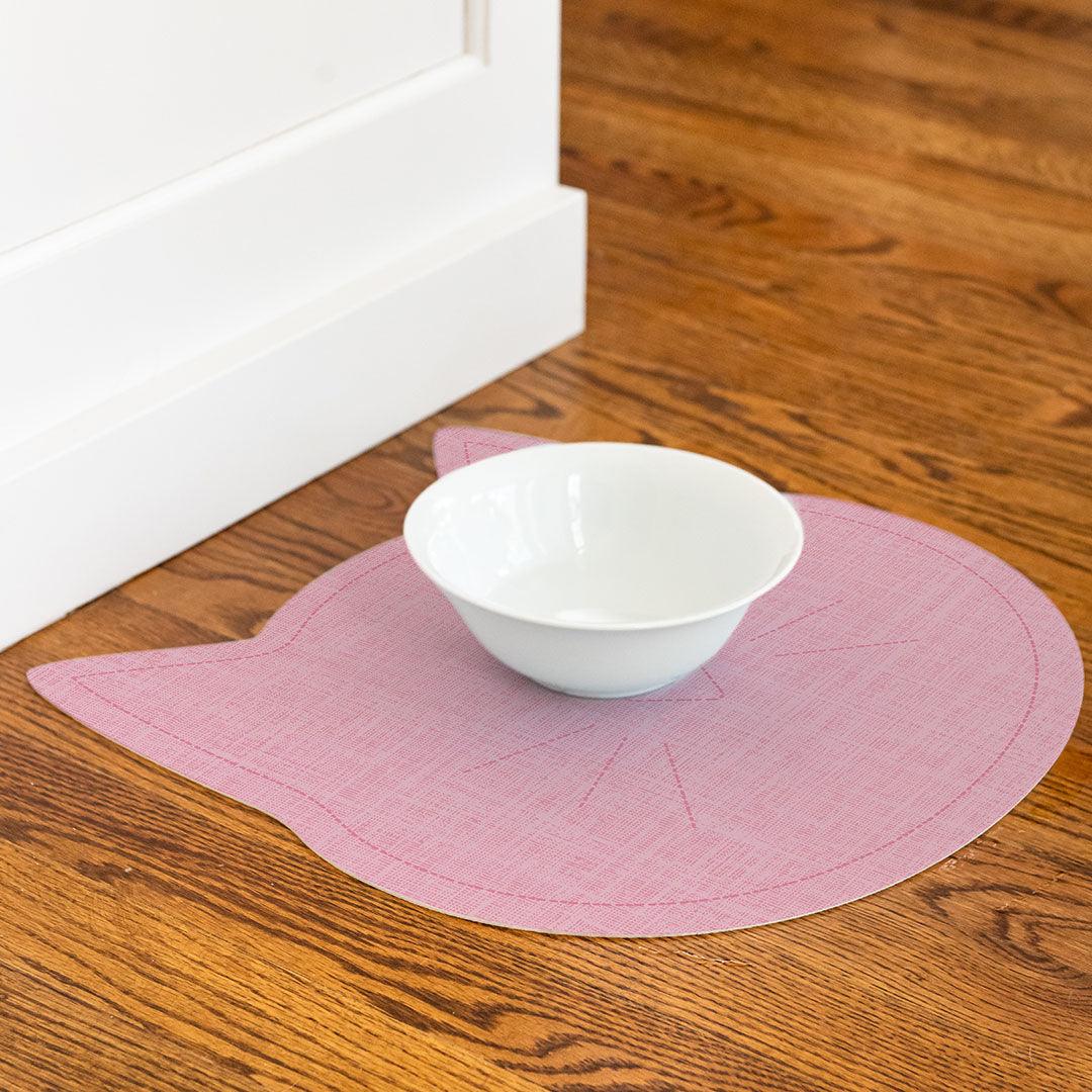 Linen Cat PetFlat | Pink - Premium Vinyl Mat - Carolina Creekhouse Easy to Clean Premium Vinyl Mats