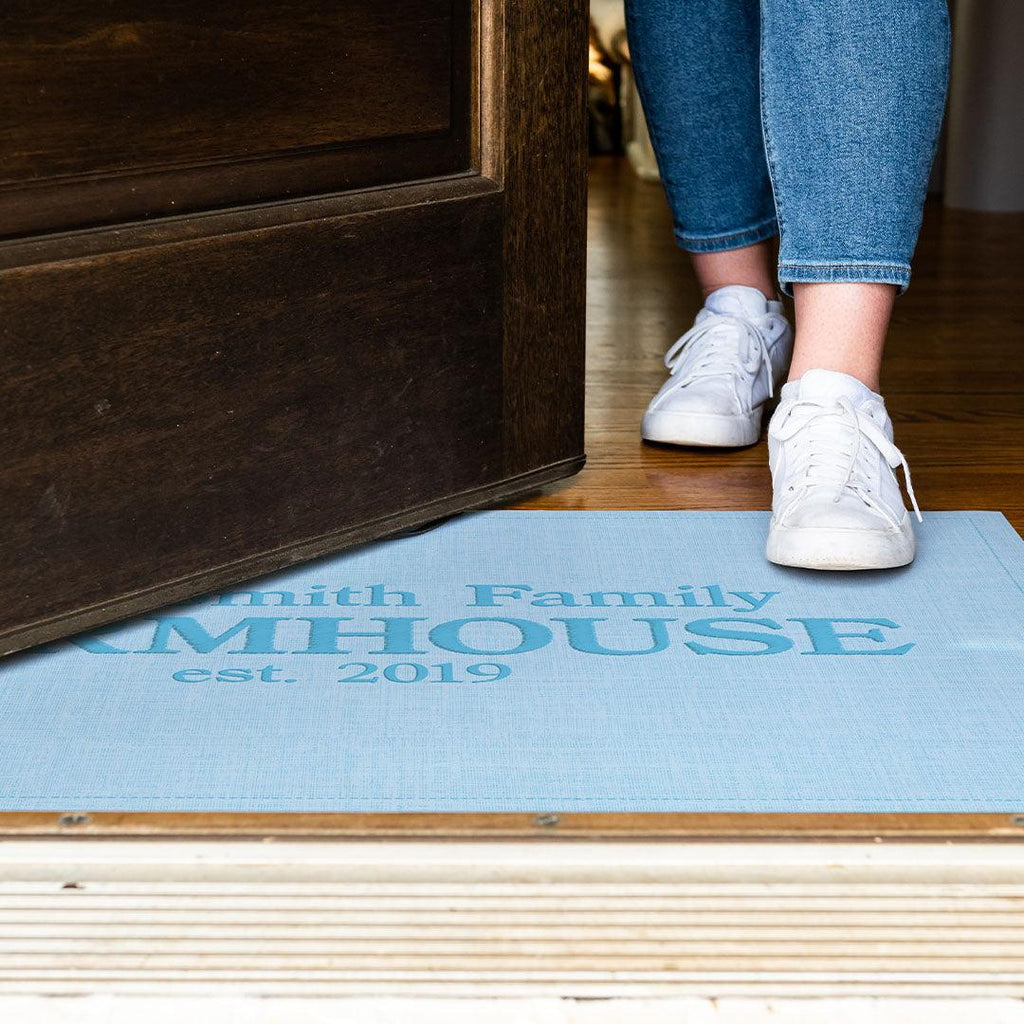 Custom Melissa Home FloorFlat | Blue - Carolina Creekhouse Easy to Clean Premium Vinyl Mats 