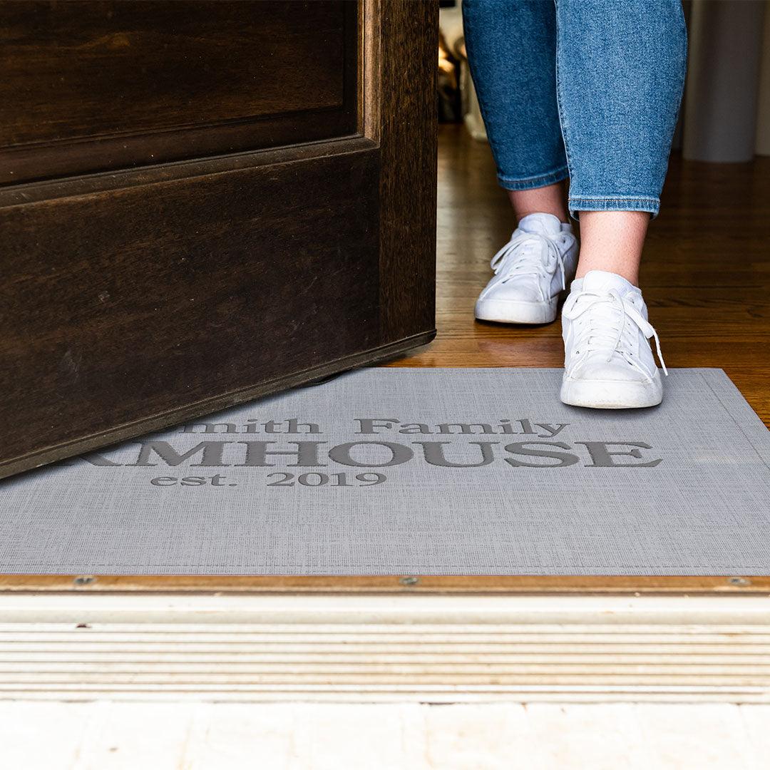 Custom Melissa Home FloorFlat | Grey - Premium Vinyl Mat - Carolina Creekhouse Easy to Clean Premium Vinyl Mats