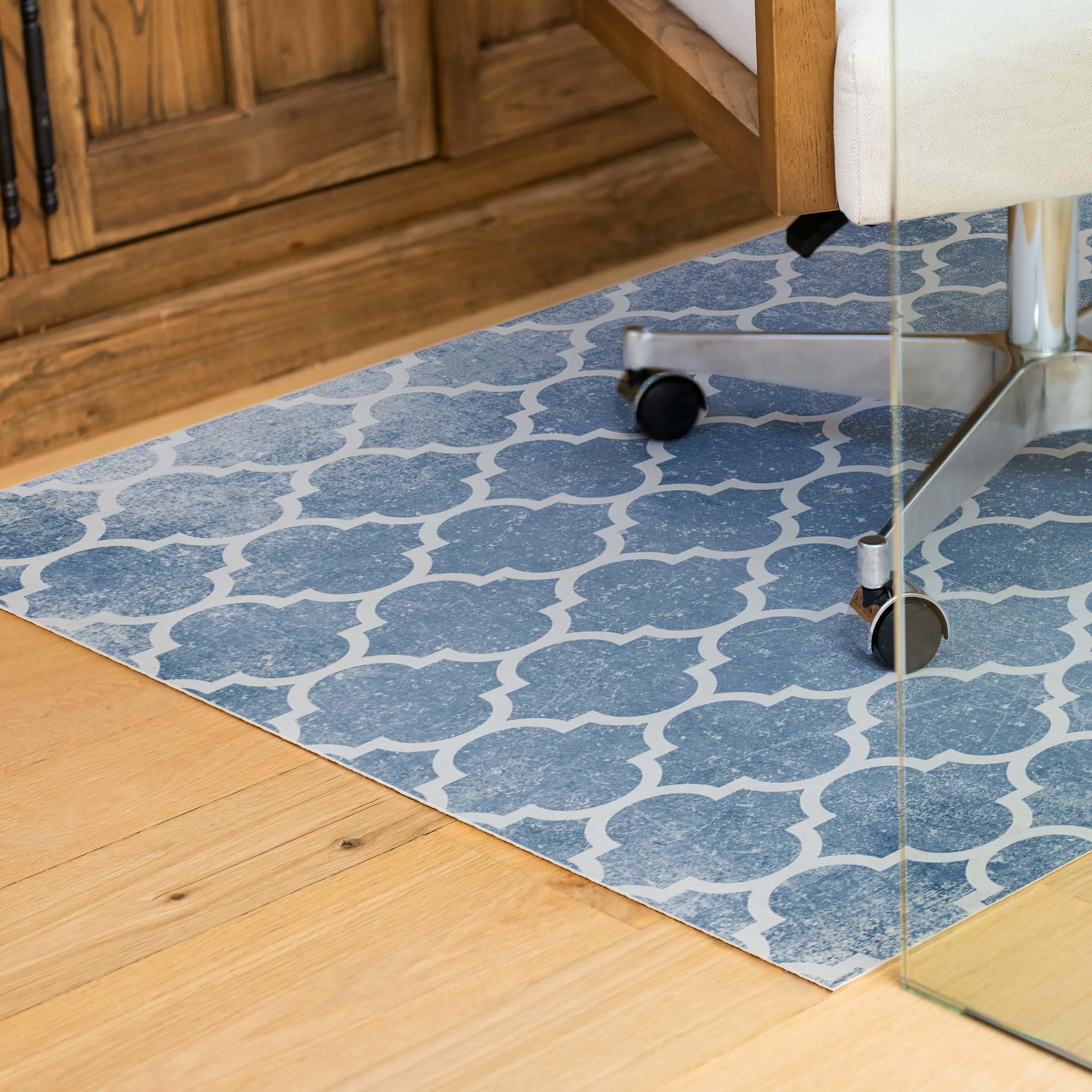 Ava Chair OfficeFlat | Blue - Premium Vinyl Floor Mat - Carolina Creekhouse Easy to Clean Premium Vinyl Mats