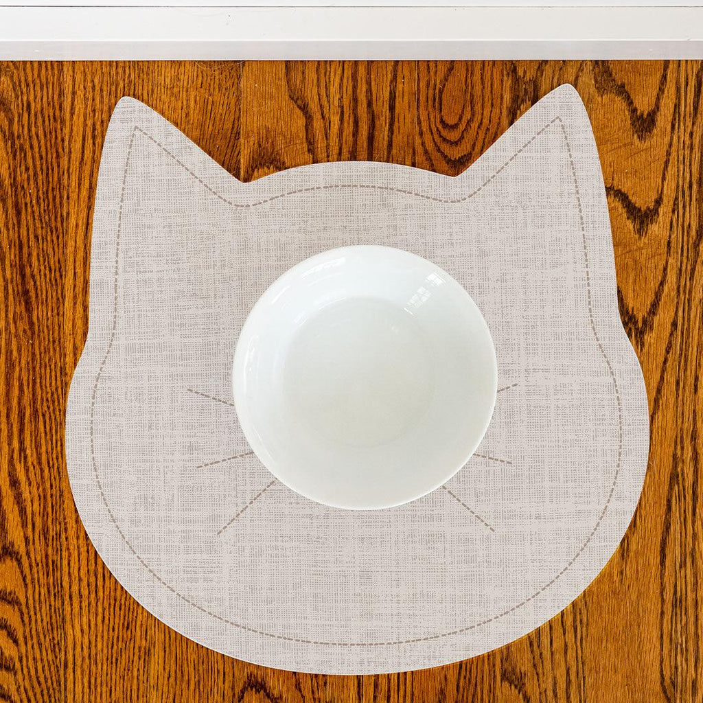 Linen Cat PetFlat | Beige - Carolina Creekhouse Easy to Clean Premium Vinyl Mats 